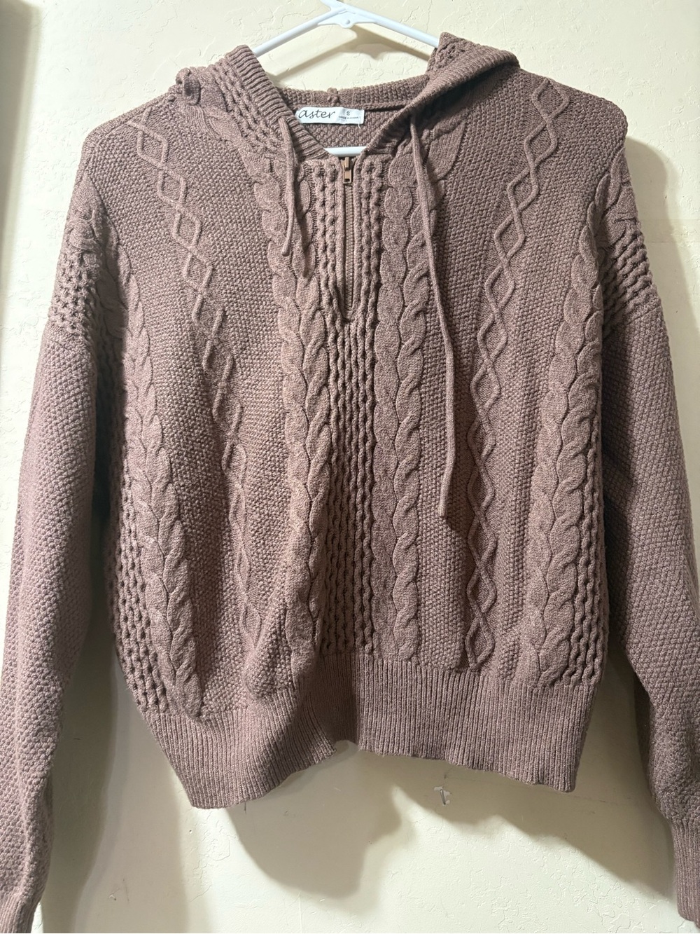 Aster Cable Knit Hooded Sweater - Dusty Mauve
